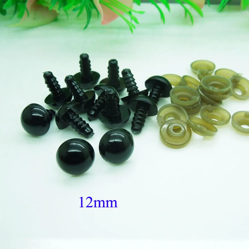 50pcs 12mm 5-24 мм черный Пластик защитные глаза ручной работы аксессуары для кукол амигуруми или вязаная, с медведем куклы животных для изготовления - Цвет: 50pcs 12mm