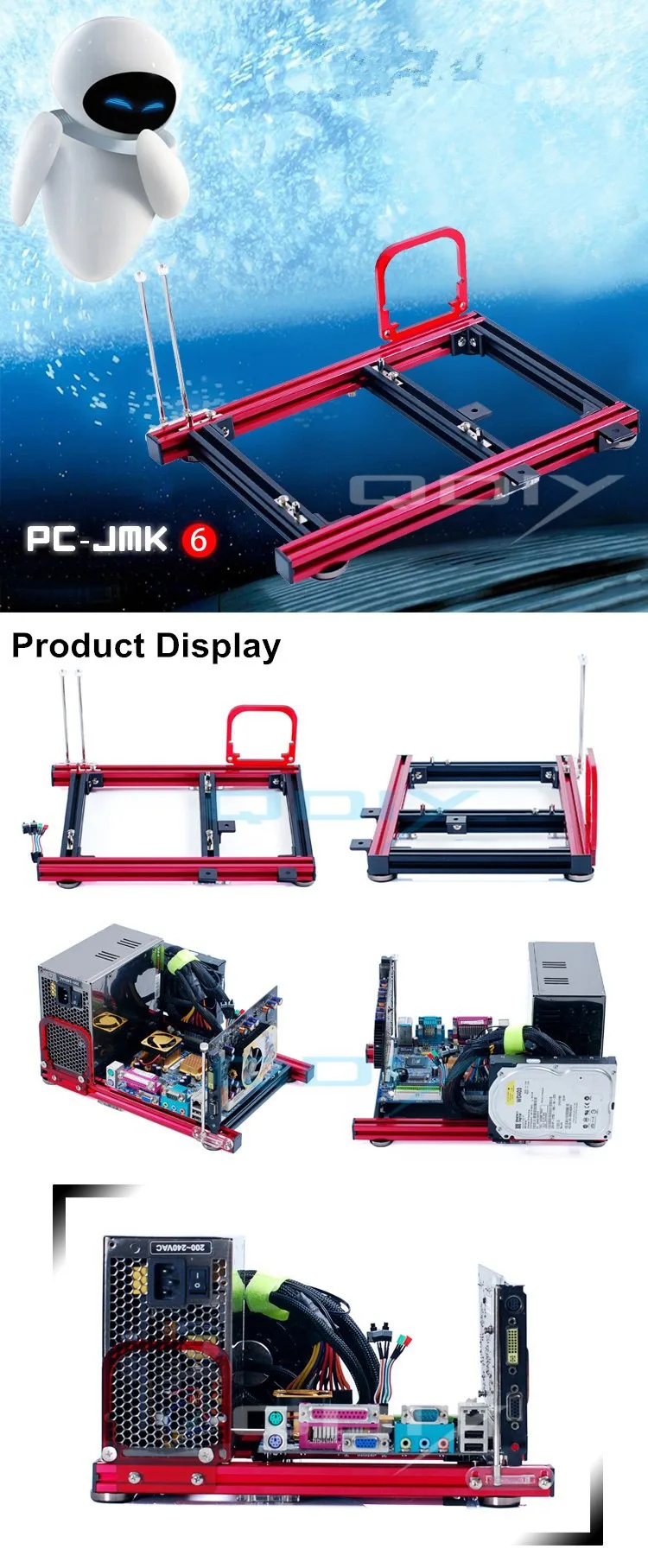QDIY PC-JMK6 мини ITX широкий открытый Обнаженная голая рамка алюминиевый корпус чехол для компьютера