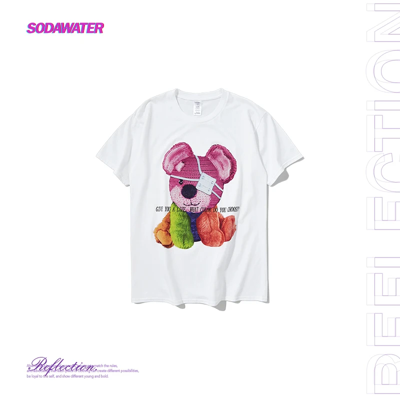 SODAWATER Toy Bear/футболка для девочек с принтом летние футболки Футболка круглым