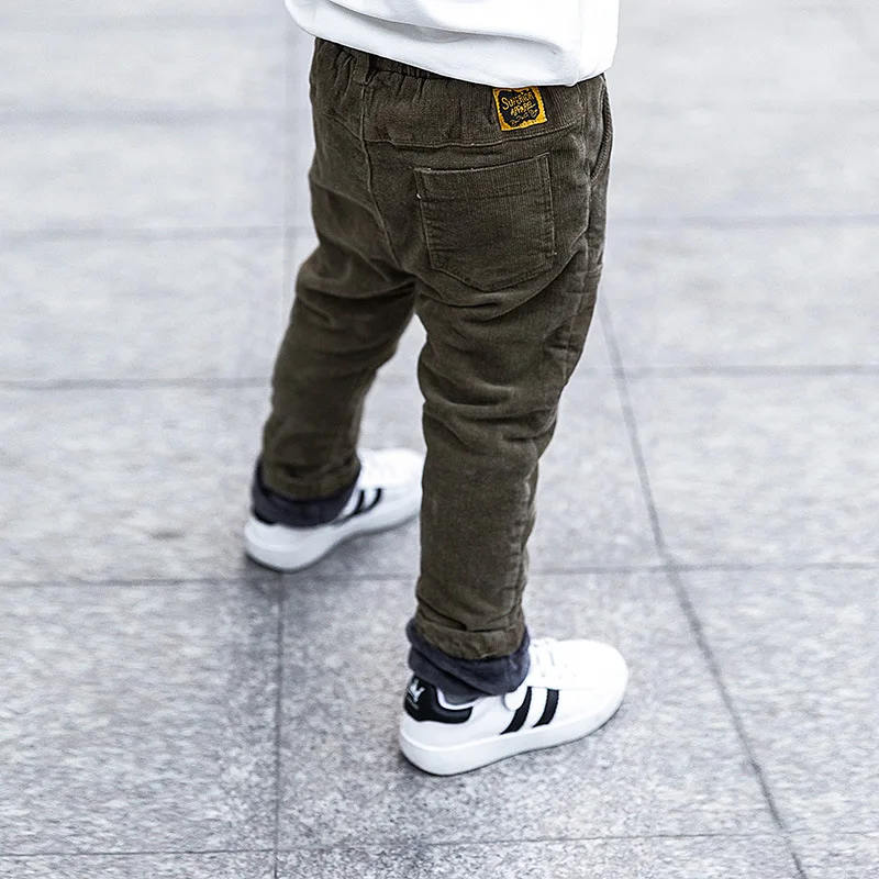 Зимние брюки для мальчиков детские штаны теплые плотные вельветовые маленьких