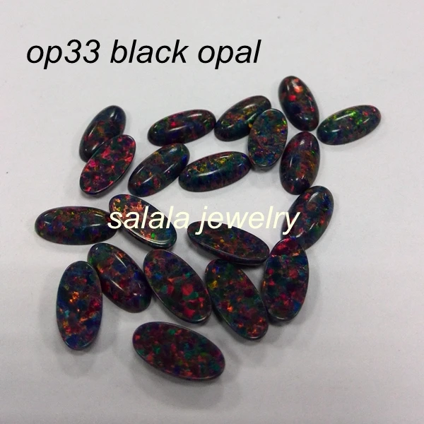 

100pcs/lot Free Shipping wholesale 6x12mm synthetic Oval Cabochon opal fire black Opal stone