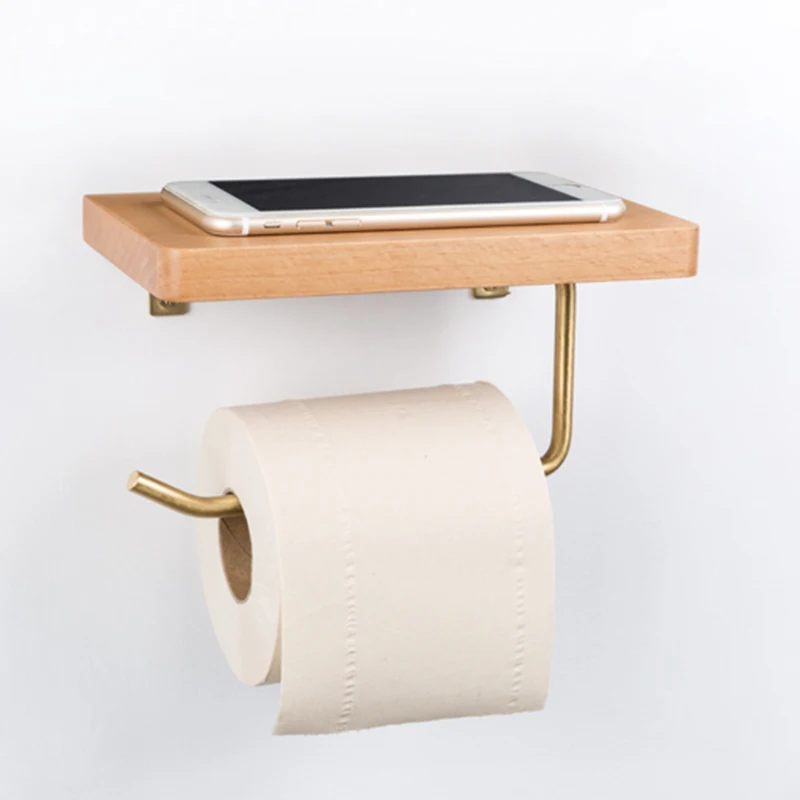 Roll Holder Wood Towel Rack Tissue Box Toilet Paper Shelf Storage Bathroom Supplies | Дом и сад