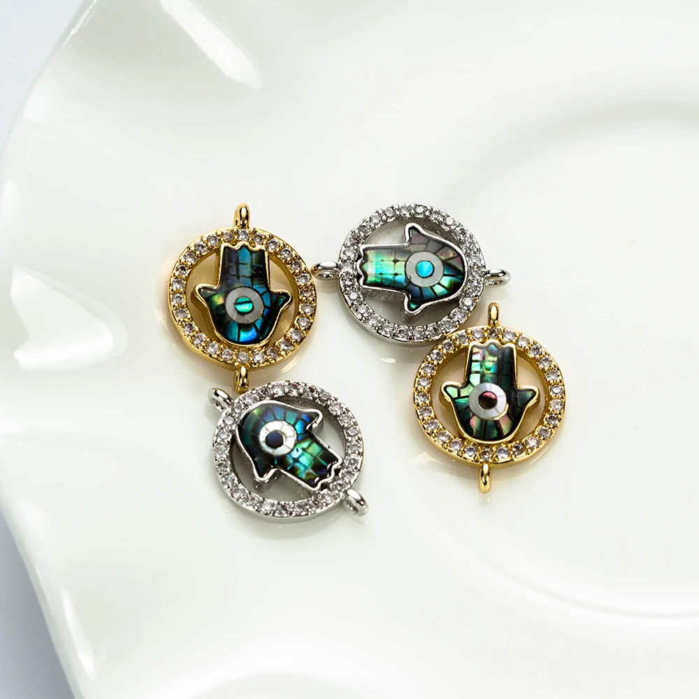 Медные Подвески Lucky Eye в виде Хамса ракушки кубические циркониевые для