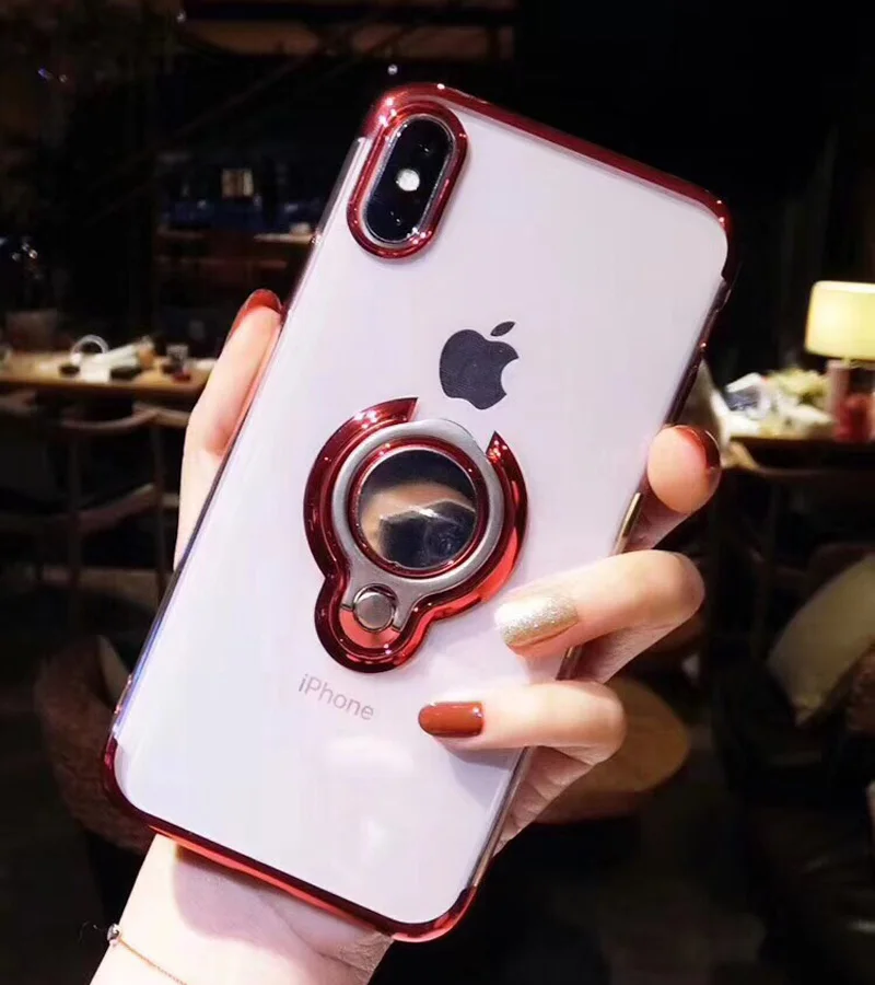Гальваническое прозрачное зеркальное покрытие для iphone7 7plus магнитное кольцо