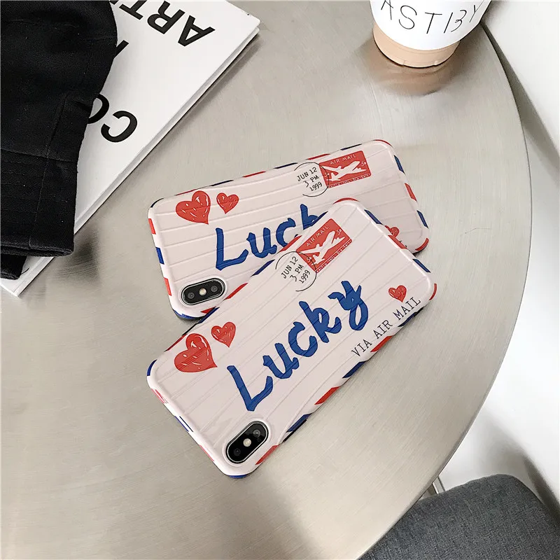 Suitcase phone case for iPhone XS MAX cover X XR 6Plus 6s 7 back 8 Plus lucky letter envelope |