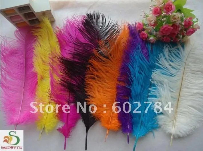 

Free Shipping 100pcs/lot 12-14 inches 30-35cm mix 2 color ostrich drab feather ostrich plume