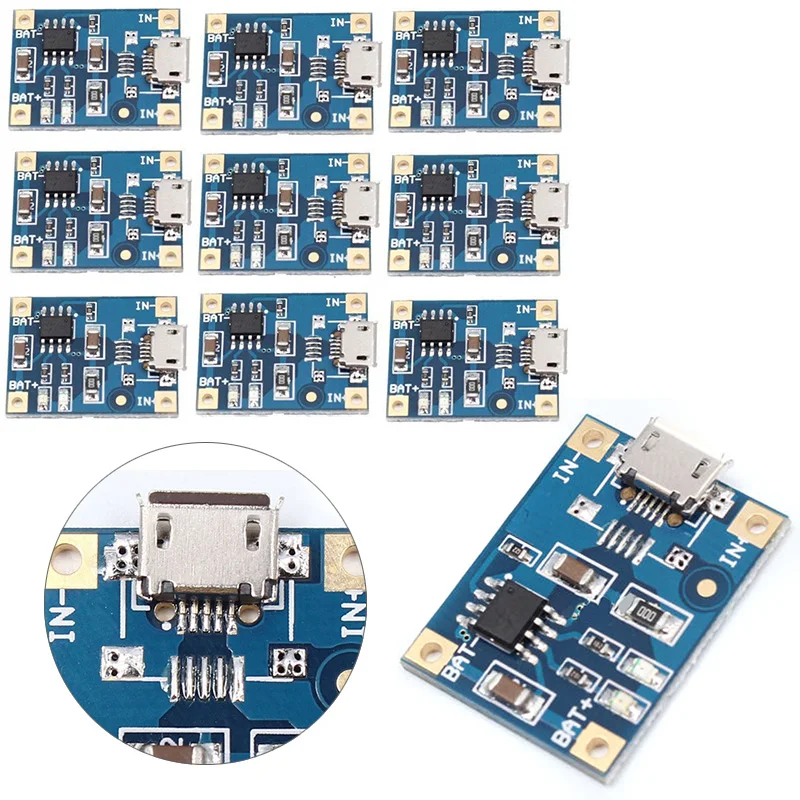 10 шт. плата зарядного устройства Micro USB TP4056 1A модуль зарядки аккумулятора для