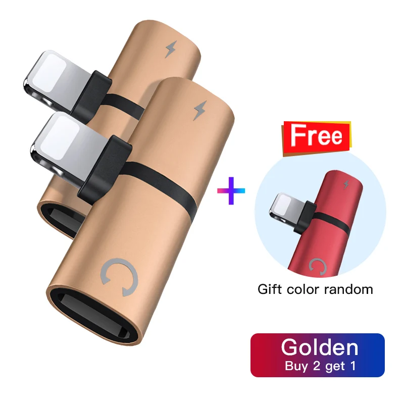 2 Gold 1 Red ACCEZZ 2 в 1 аудио разъем адаптера для наушников разветвитель для iphone 7/8Plus X MAX XR зарядка прослушивание звонков купить два получить один - Цвет: 2 Gold 1 Red