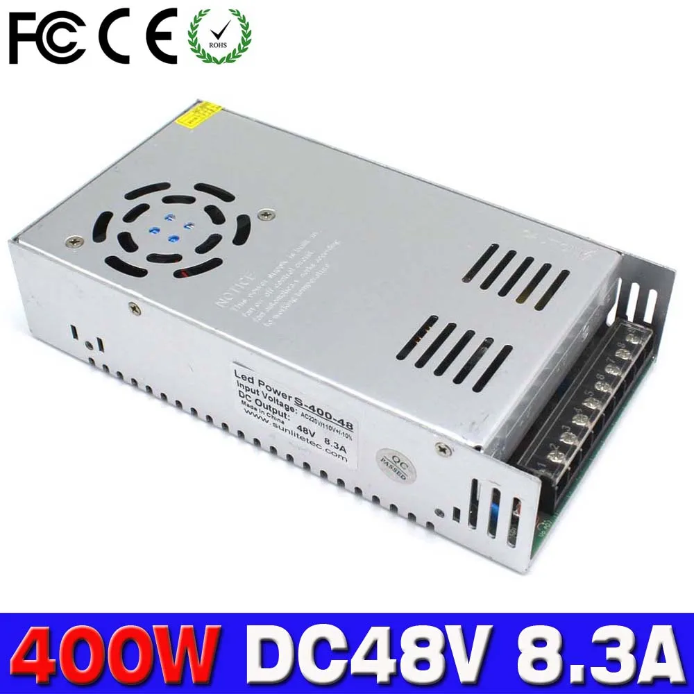 Импульсный источник питания 48V 8.3A 400W одиночный выход светодиодный трансформатор 220v 110v AC в DC48V SMPS для cctv светодиодный светильник