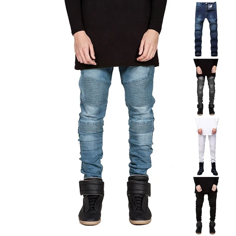 NIBESSER Hip Hop Vintage Trouser Skinny Pant Stretch Denim Pants Solid Slim Fit Jeans Men Casual Biker Male Street | Мужская одежда