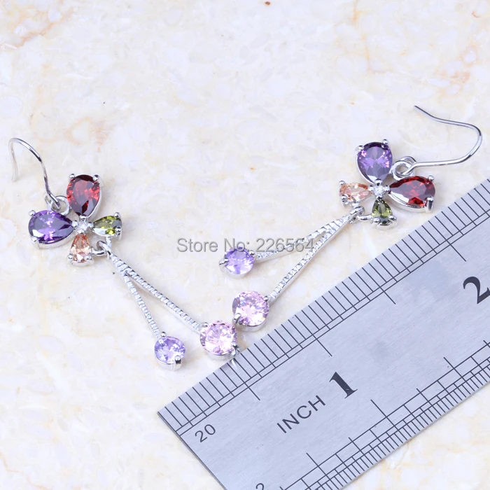 Женские серьги подвески серебристого цвета с цирконом|drop earrings|earrings dropsearrings for women