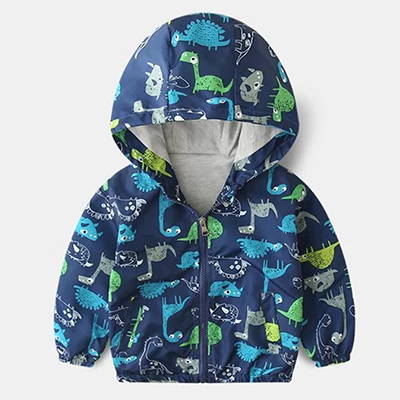 BINIDUCKLING/модная куртка для маленьких мальчиков на весну и осень, детская одежда, водонепроницаемая верхняя одежда с капюшоном и рисунком динозавра для мальчиков и девочек - Цвет: 16