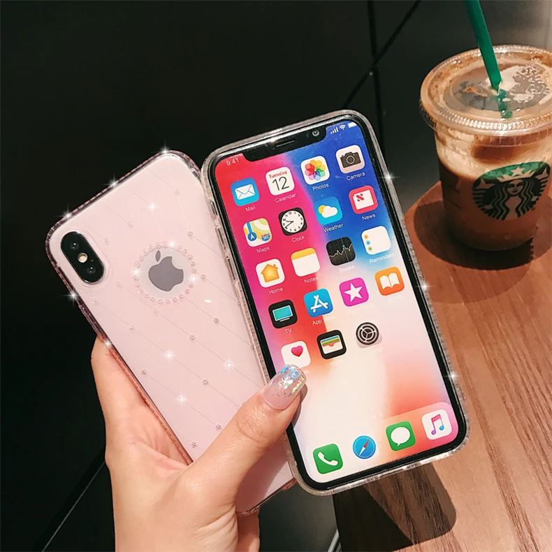 BRCSBOW модный алмазный Блестящий Прозрачный чехол для телефона iPhone 6 6S 8 7 Plus Мягкий