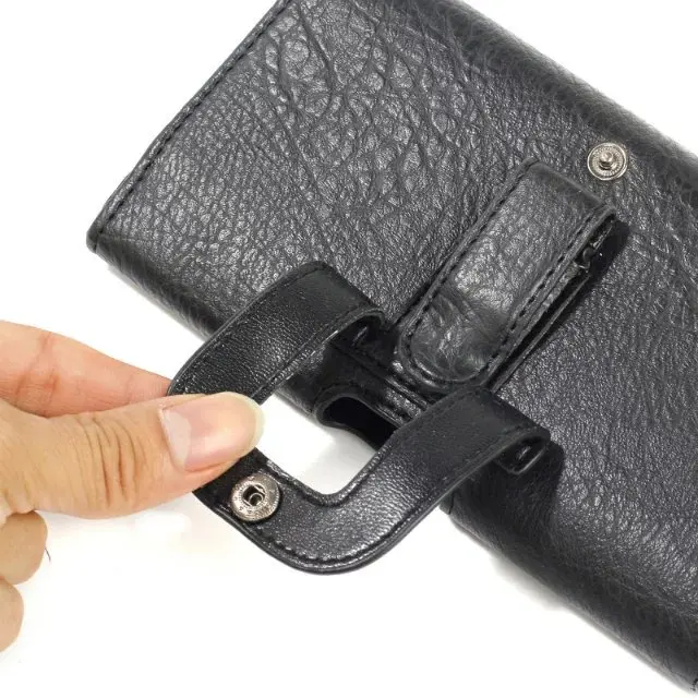 Классические Черные Мужские поясные сумки мобильный телефон чехол на открытом