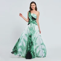 tanpell printed prom dresses one shoulder zipper up floor length a line gown women celebrity custom long formal prom dress