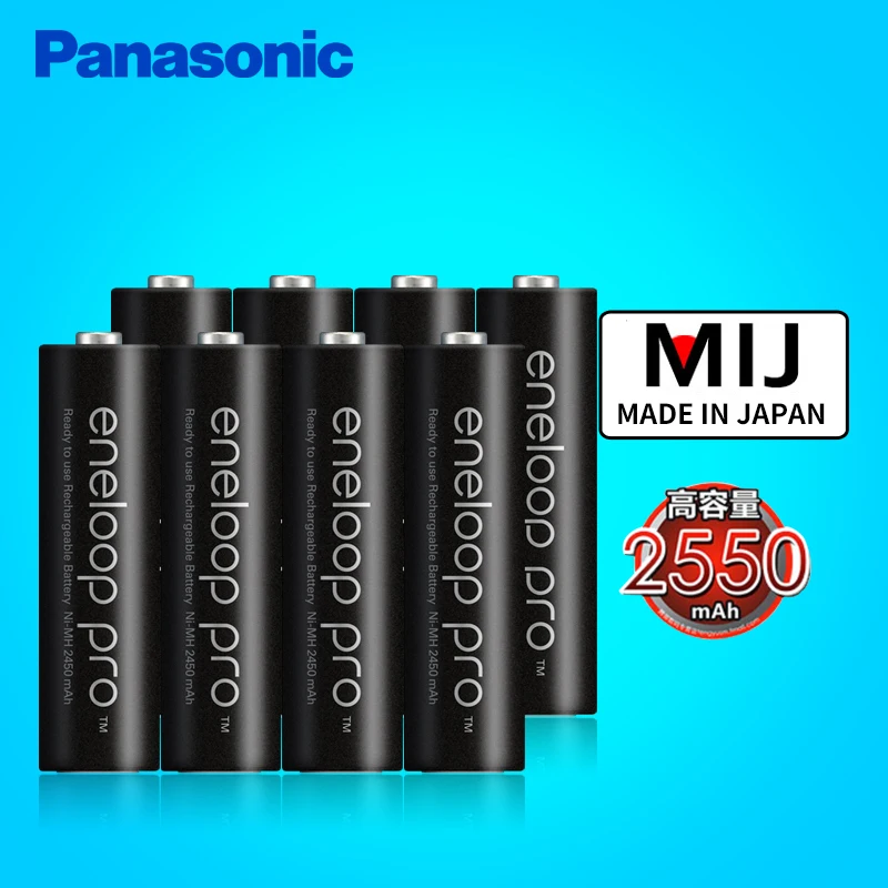 Оригинальные батареи Panasonic Eneloop большой емкости 2550 мАч 8 шт./2 комплекта Сделано в
