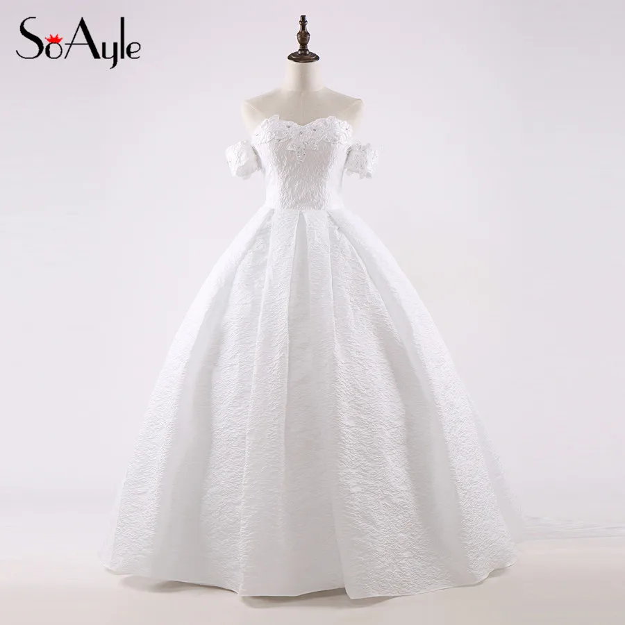 Женское свадебное платье SoAyle Бальное кружевное с открытыми плечами белое 2017|bridal