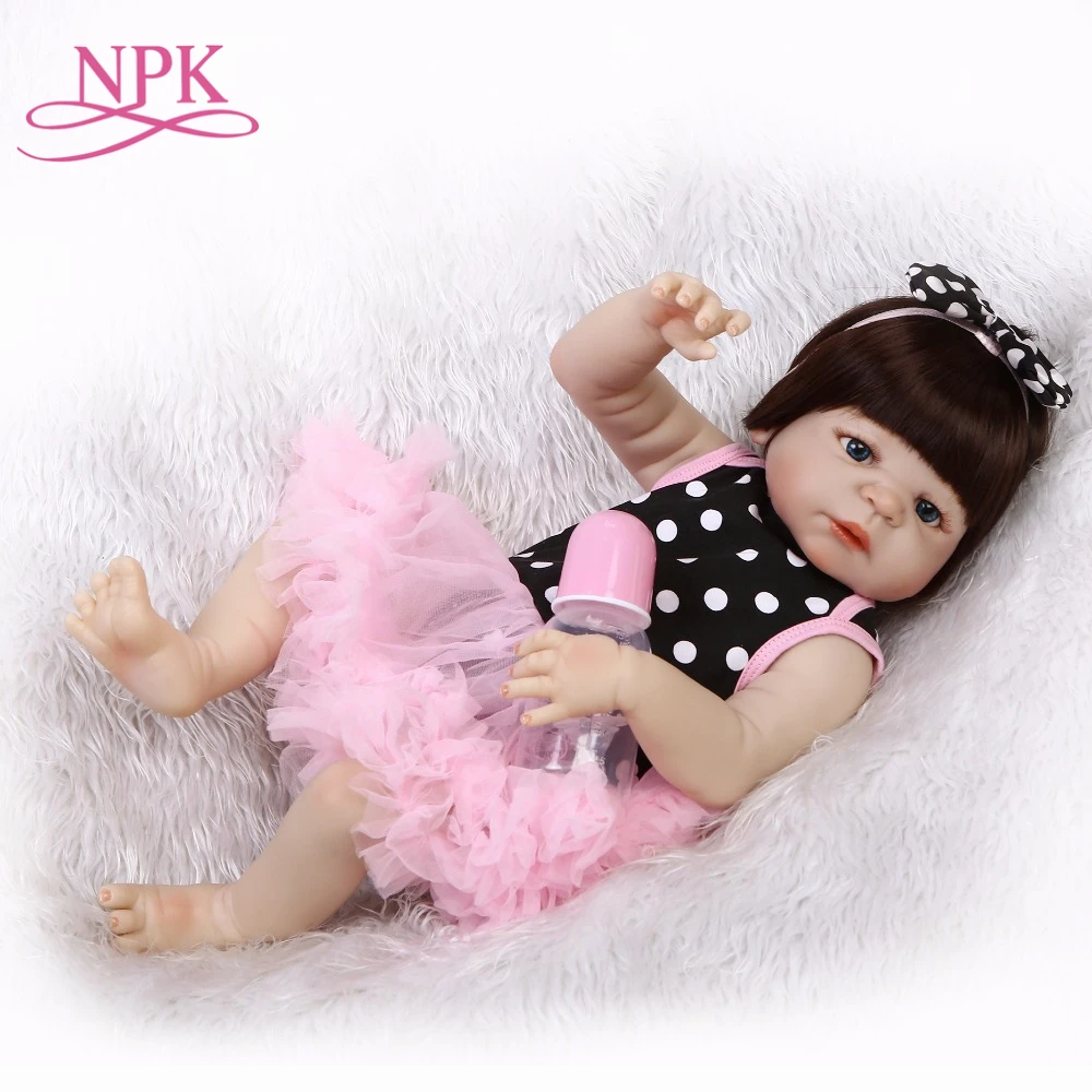 

NPK Hot Sale 22"Full Body Silicone Reborn Baby Girl Dolls Reborn Reborn Can Bath Bebe Reborn Babies Dolls for Children Juguetes