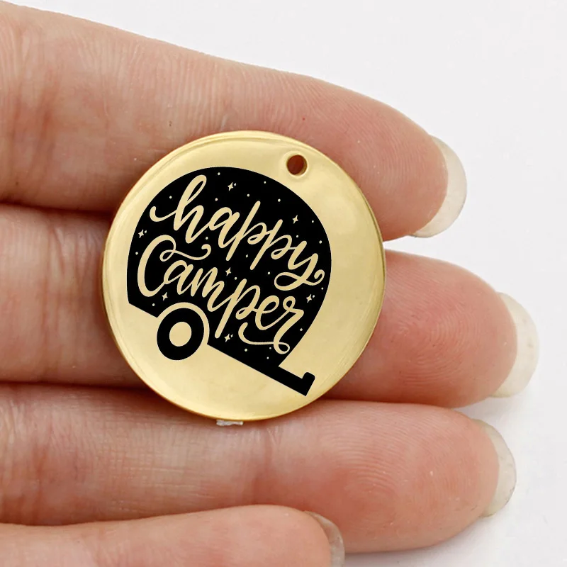 Ladyfun настраиваемые подвески из нержавеющей стали для кемпинга Happy Camper