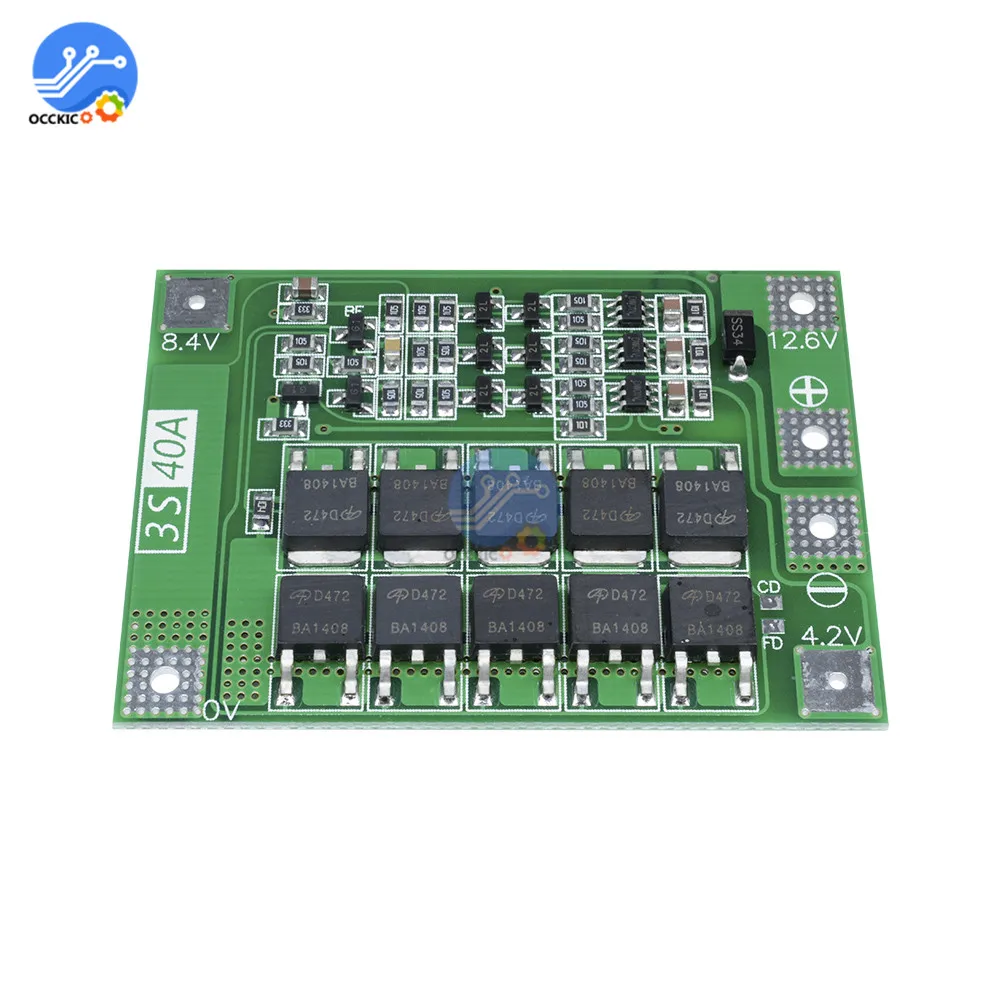 BMS 3S 40A 11,1/12,6 V литиевая 18650 Защитная плата для аккумулятора повышенная/сбалансированная печатная плата 18650 модуль power Bank зарядное устройство аксессуары