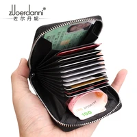 luxury women business card bag zipper 100 genuine leather organ design bank credit card id holders wallet fashion a911
