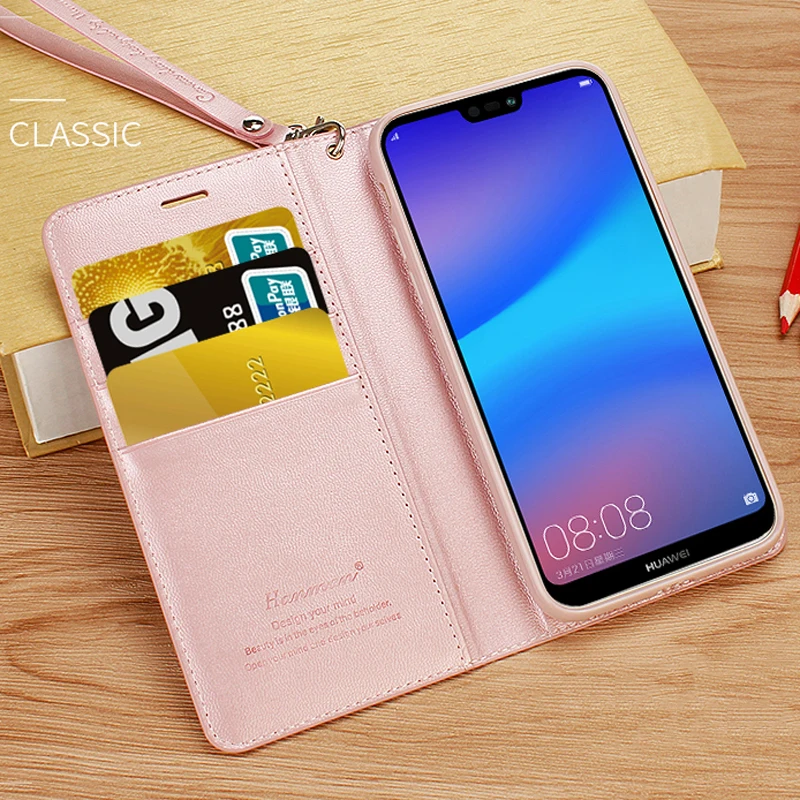 Hanman для huawei P20 Lite кошелек чехол телефона откидная крышка с магнитом ремешок PU кожа