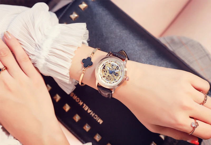 Женские часы, автоматические механические часы, женские Tourbillon часы, Reloj Mujer, часы со скелетом, Лидирующий бренд, наручные часы, Relogio Feminino