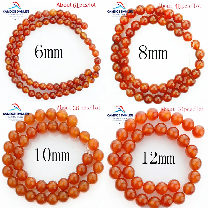 Натуральный камень carnelian, круглые бусины, красный агат 4681012 мм браслет Цепочки и ожерелья ручной работы, сделай сам, бисер для изготовления ювелирных изделий доступом