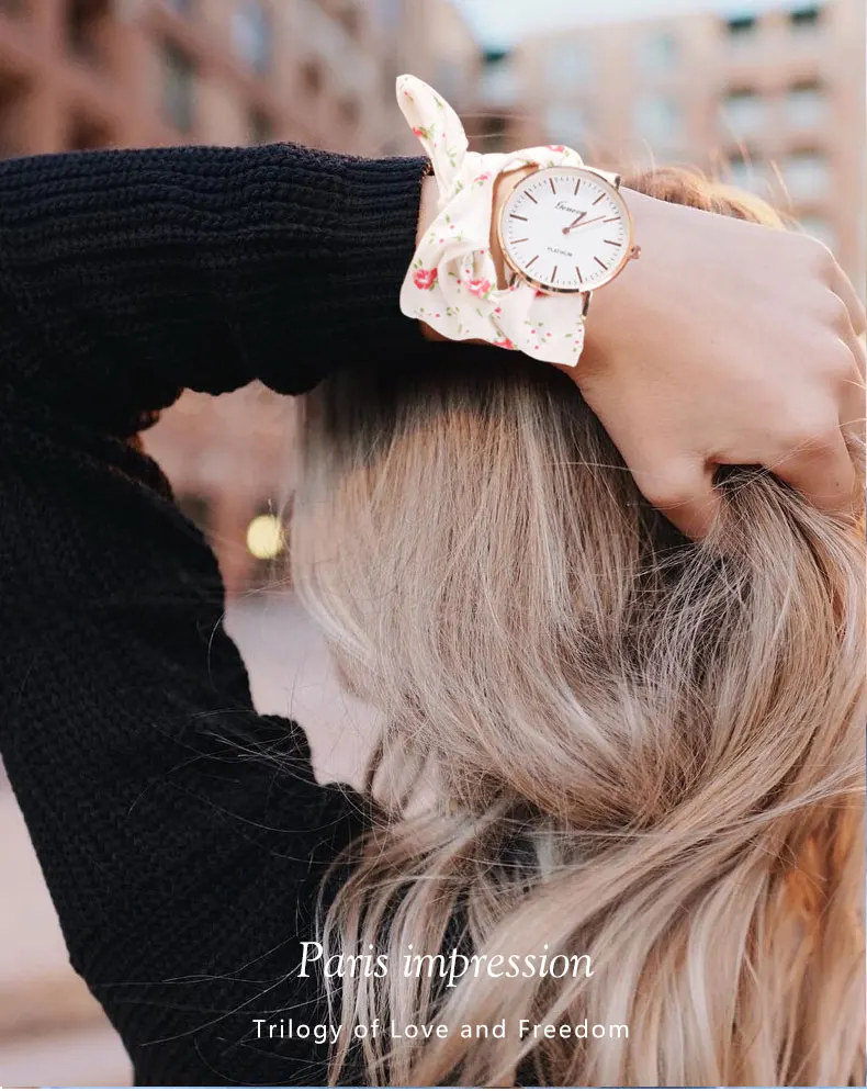 Montre Vogue цветочный ремешок наручные часы женские жаккардовые кварцевые часы, Женева браслет часы Relogio Feminino дропшиппинг