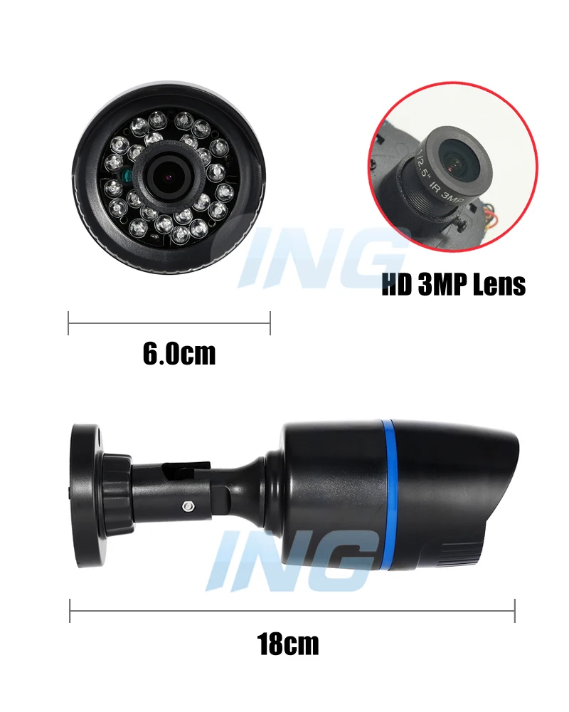 H.265 Водонепроницаемая ip камера 3MP Bullet 1296 P/1080 P LED ИК наружная безопасность система