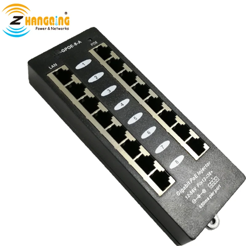 ZQPOEGA008 пассивный гигабитный инжектор безопасности PoE 1000 Мбит/с 802. 3af/at режим A с 48 в
