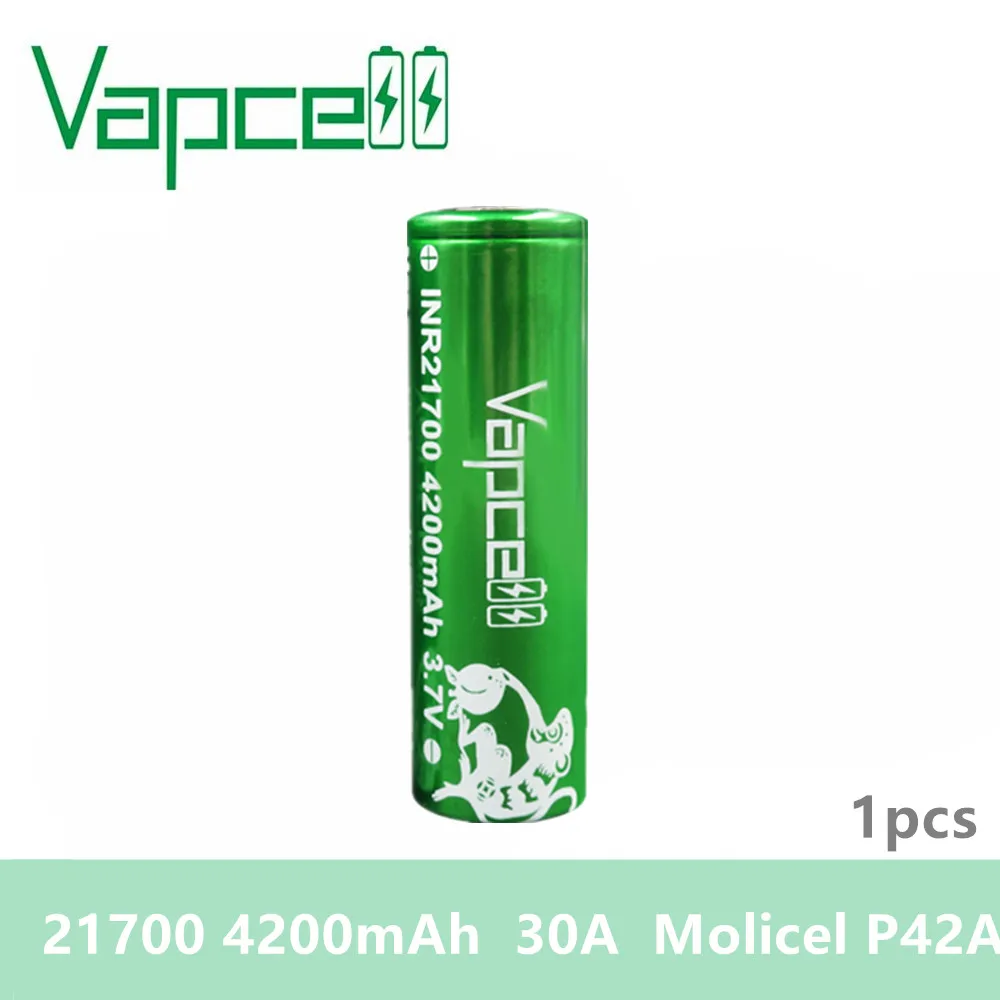 Аккумулятор Vapcell 21700 1 шт. 4200 мАч 30 А перезаряжаемая батарея molicel P42A для электронной