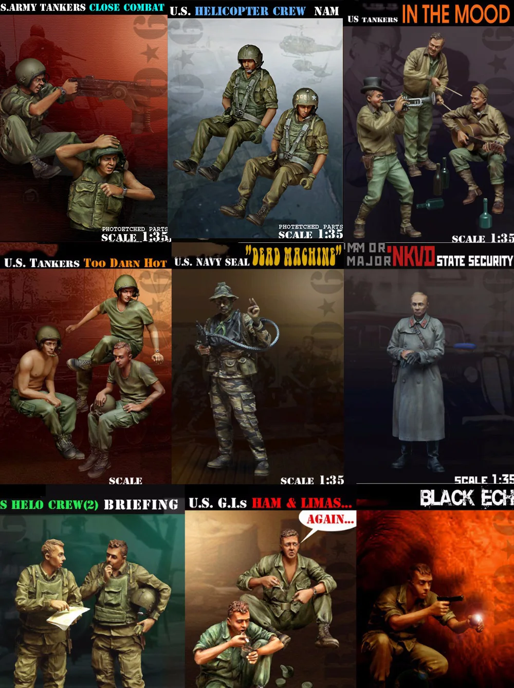 Сборный Неокрашенный масштаб 1/35-войны во Вьетнаме Военные солдаты включают в себя 17 фигурок истории смолы модель миниатюрный комплект