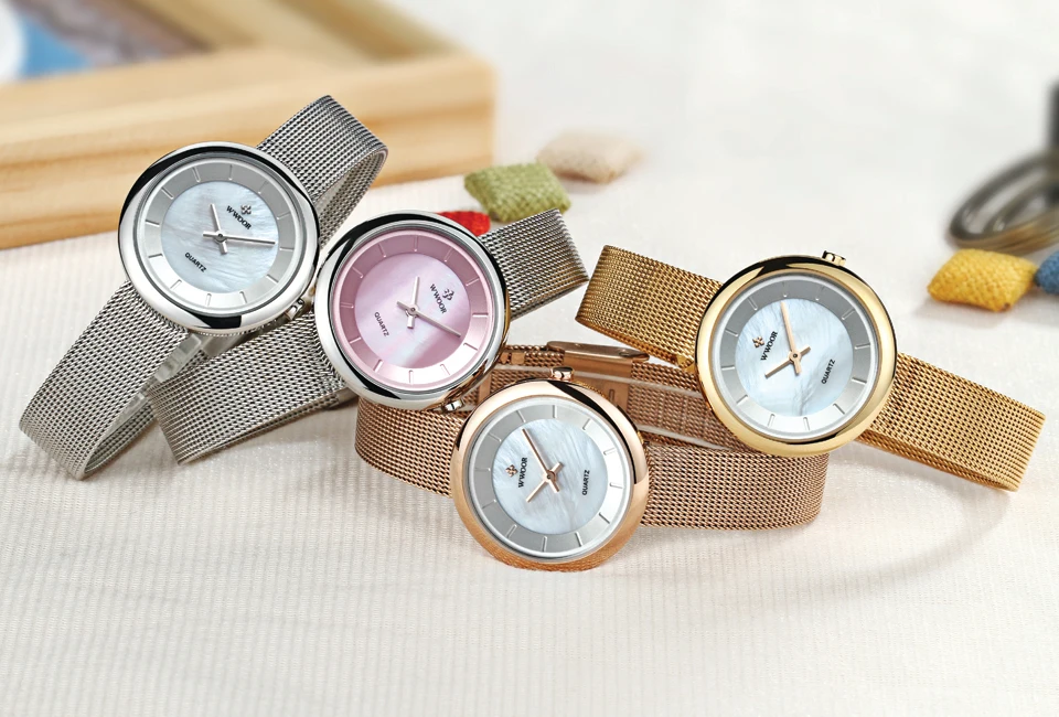 WWOOR, элегантные Брендовые женские часы из розового золота,, Montre Femme, модные женские часы с браслетом, ультратонкие кварцевые наручные часы Relogio