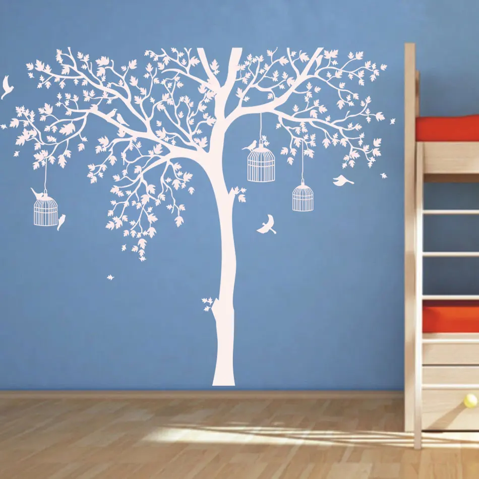 Bird Cage Tree Nursery Wall Stickers Removable Vinyl Decal Kids Baby RToom Decor Mural Children's Sticker | Дом и сад
