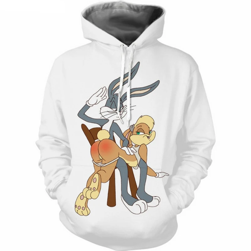 Jumeast Men/Women Hoodies Sweatshirts Fashion 3D Print Bugs Bunny Hooded Sweats Tops Streetwear Unisex Funny Pullover | Мужская одежда
