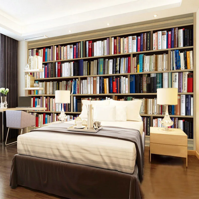 Новый дизайн обоев современные стерео фотообои для книжной полки кабинета