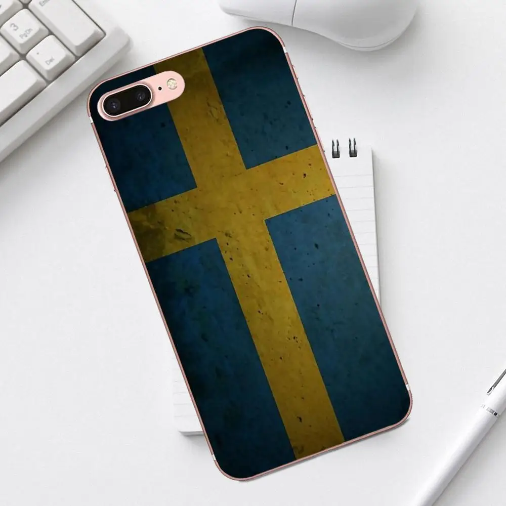 Qdowpz Тонкий силиконовый чехол Королевство Швеции Флаг для iPhone 4 4S 5 5C SE 6 6S 7 8 Plus X XS Max
