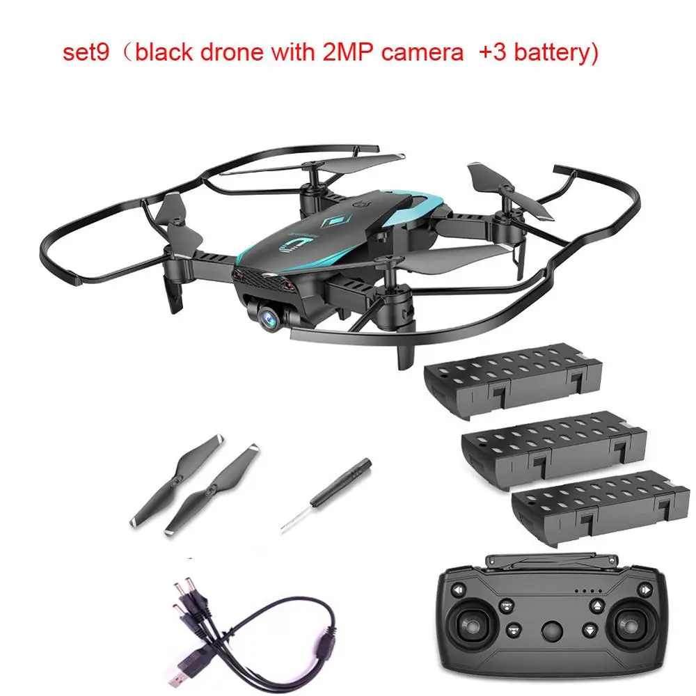 set 9 Lamsam x12 Дрон FPV селфи Дрон складной Дрон с камерой HD 0.3MP/2MP камера Wifi RC Квадрокоптер VS X12 E58 - Цвет: set 9