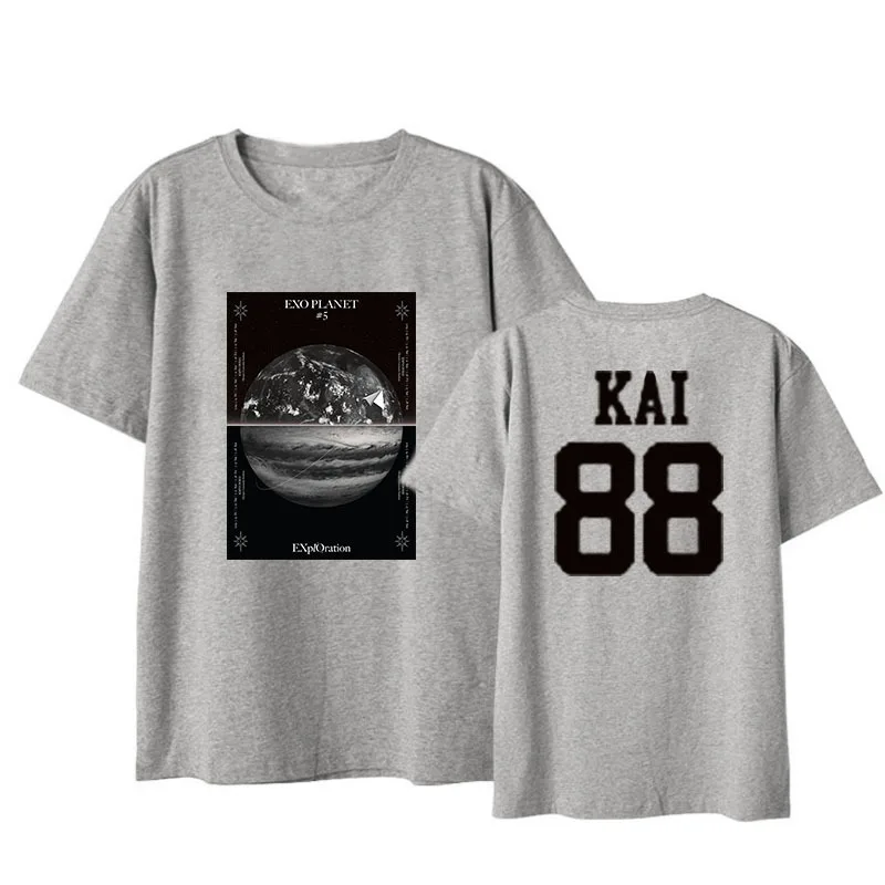 Футболка kpop EXO с коротким рукавом уличная одежда топы в Корейском стиле свободная