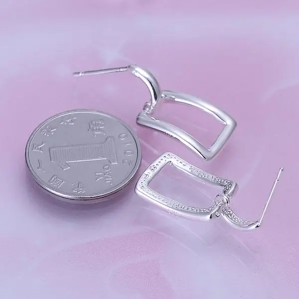 Модные посеребренные серьги для женщин 925 ювелирные изделия большие квадратные