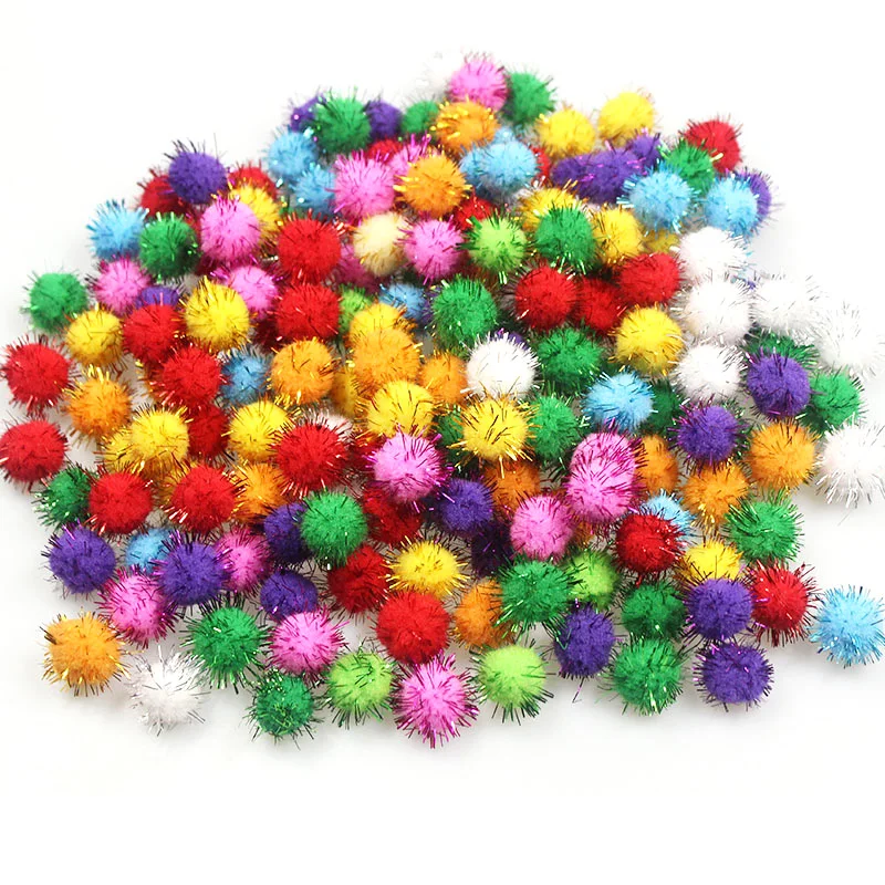 100 шт./лот помпон с блестками меховой шар плюш смешанный цвет креативный материал