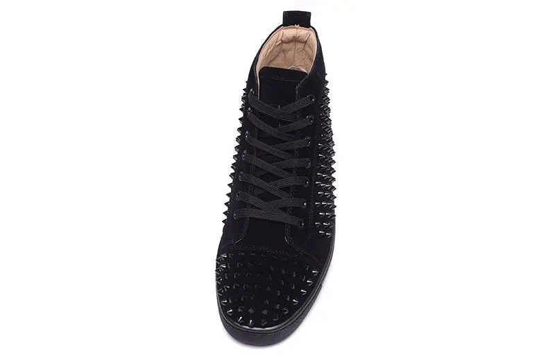 Chaussures Hommes 2017 Новая Мода Марка Мужская Обувь Черный Заклепки замши Flock