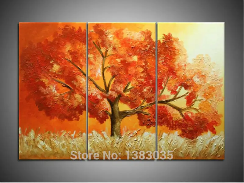 

Hand Painted Fall Tree Paintings On Canvas 3pcs Modern Abstract Oil Wall Art Home Decoration Picture Sets