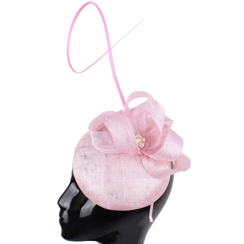 Фото Светильник Розовые Свадебные шляпы для женщин свадебные аксессуары волос