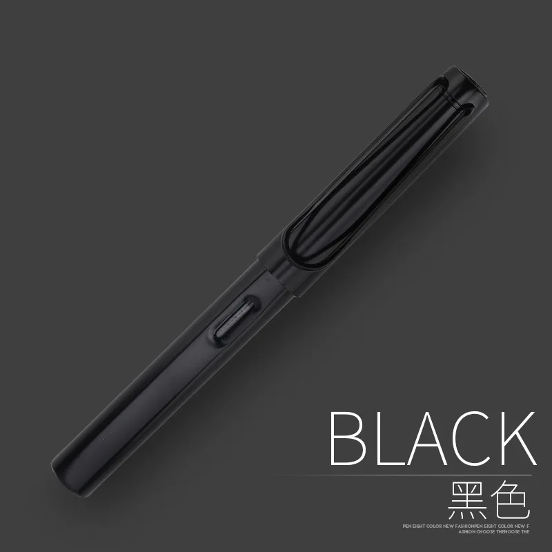black Полностью металлическая авторучка, чернила для письма, креативная Высококачественная одноцветная роскошная ручка для каллиграфии, Подарочные канцелярские принадлежности - Цвет: black