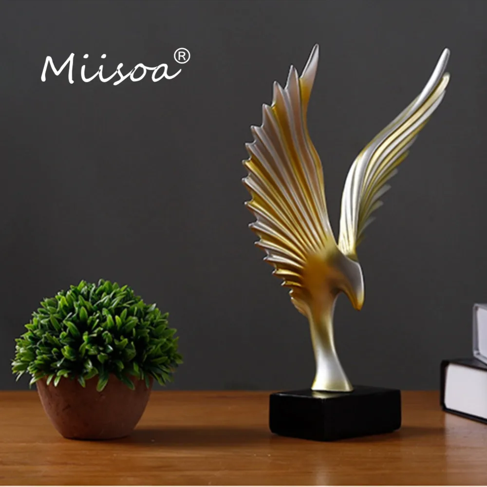 Miisoa European Style Creative Home Accessories Resin Eagle Hawk Statue Sculpture Decorations Wings Spreading | Дом и сад