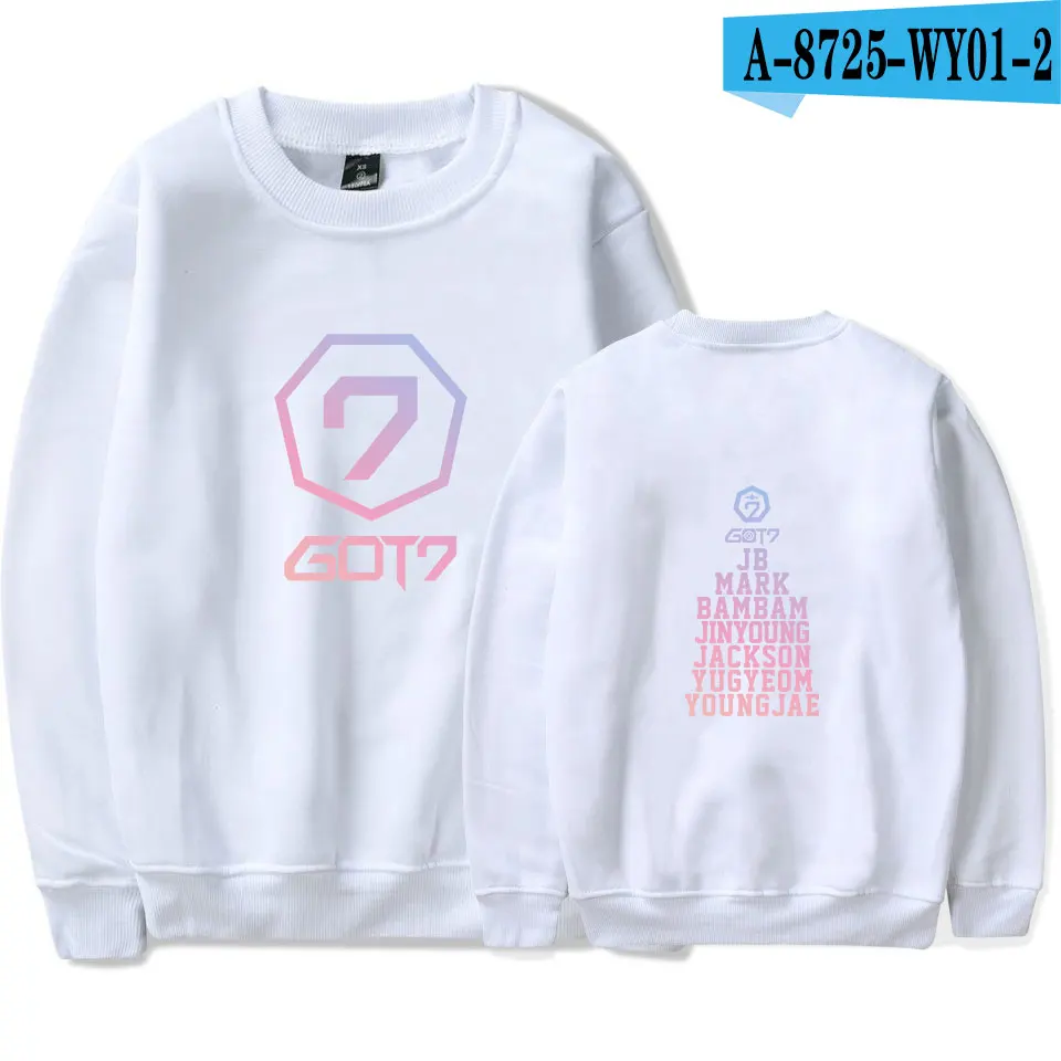 harajuku GOT7 толстовки для мужчин и женщин хит Горячая Хлопок Длинные рукава толстовки с капюшоном, верхняя одежда Зимний пуловер GOT7 одежда - Цвет: white