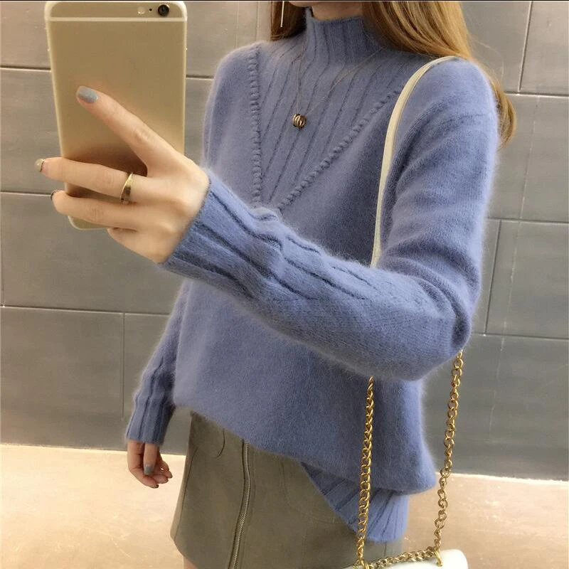 Свитер женский кашемировый с высоким воротником теплый 100% | Женская одежда