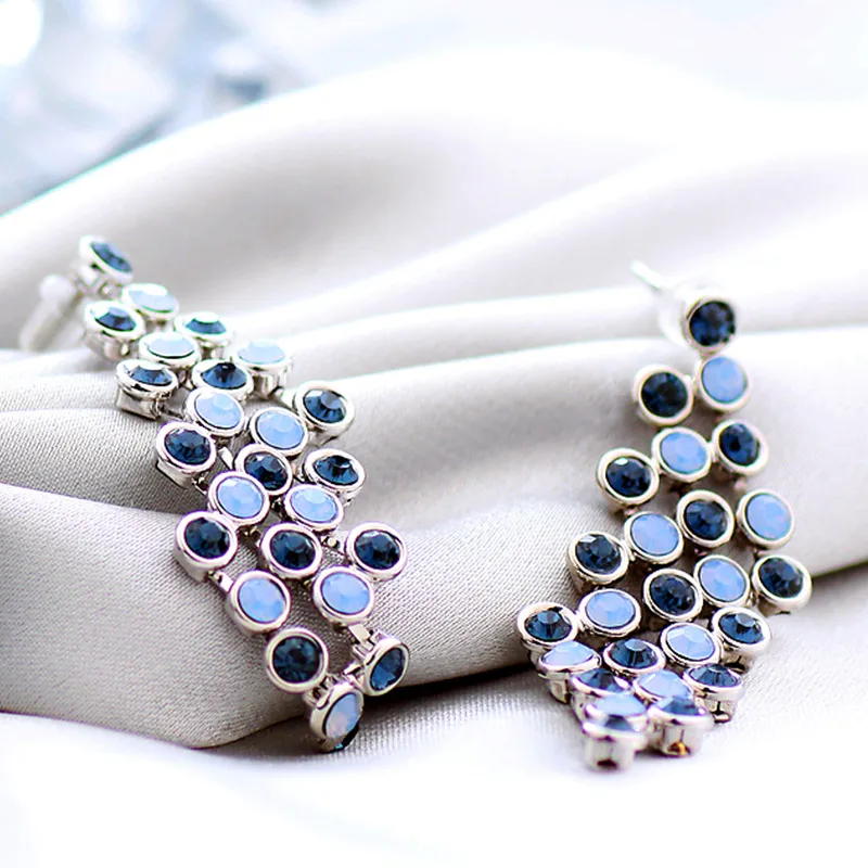 Neoglory австрийский страз длинные висячие серьги геометрический ромб дизайн